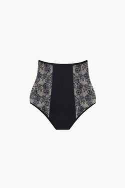 Culotte Absolu Rhéa Taille Haute Fleurs Noire