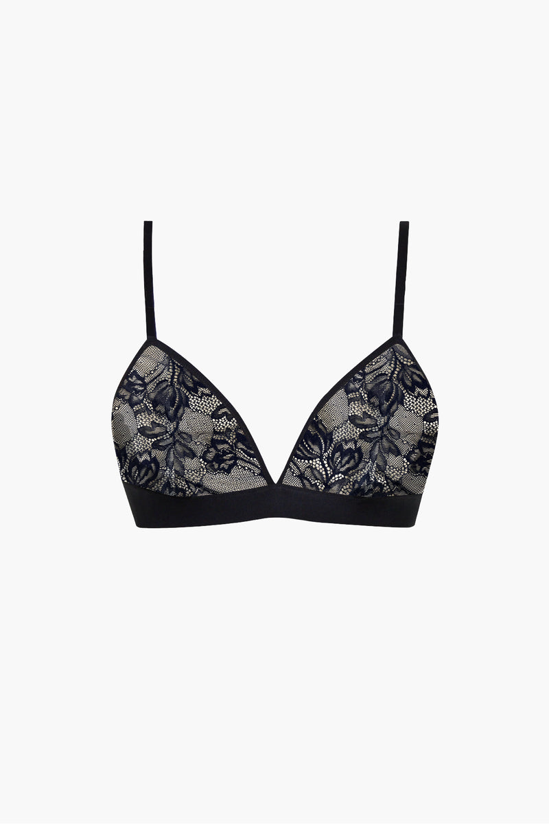 Soutien-gorge Triangle Fleurs Noir