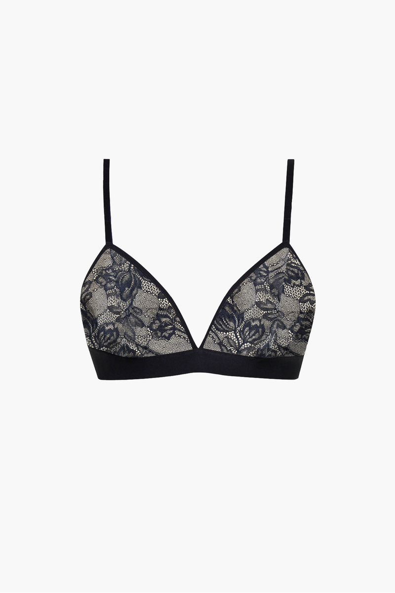 Soutien-gorge Triangle Fleurs Noir