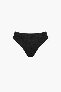 Culotte de Maillot de Bain Mi-Haute Nérée Texturé Noir