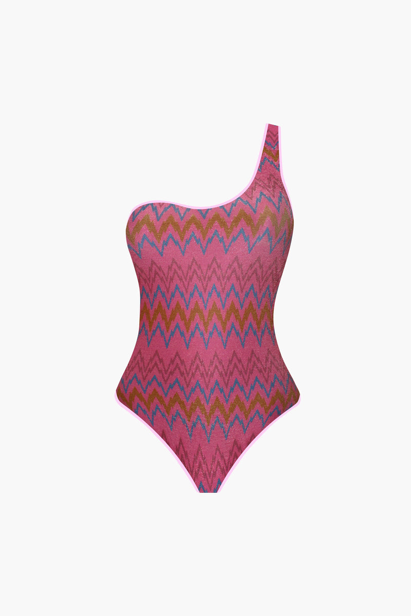 Maillot de Bain Asymétrique Sunset Ikat Candy x Albertine