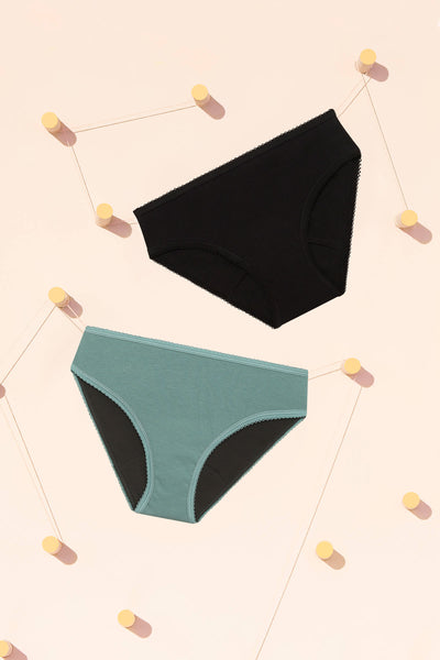 Pack Duo - Culotte Gaïa Noire & Culotte Gaïa Bleu Vintage